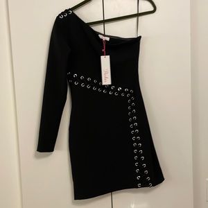 Black one-shoulder Parker Dress NWT